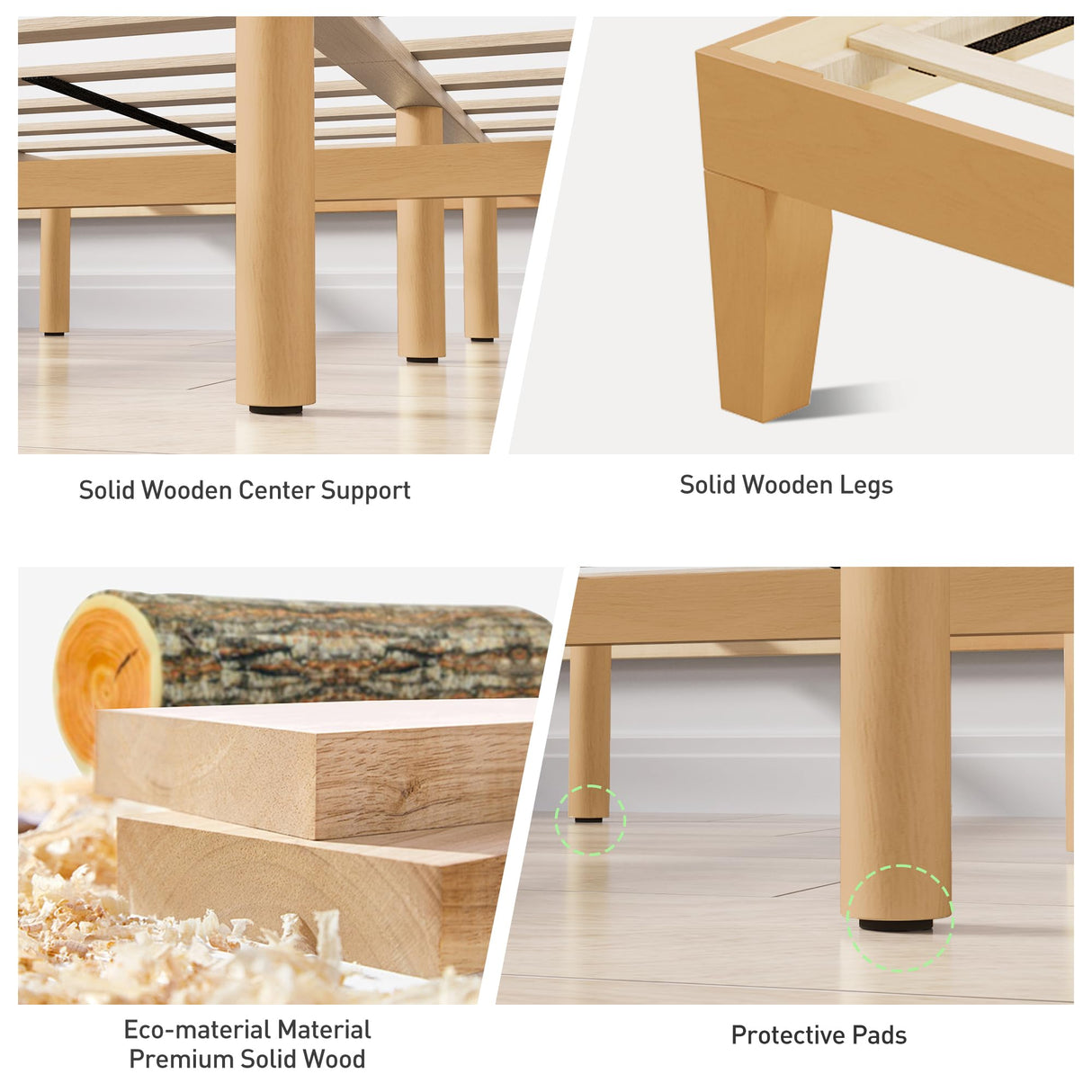 COLAMY 12 Inch Queen Size Platform Bed Frame，Sturdy Wood Bed Frame with Wood Slat Support, No Box Spring Needed, Easy Assembly(Rustic Pine) COLAMY