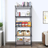 Whitmor 5 Tier Shelving Unit, Adjustable Storage Shelves with Wheels, Wire Shelving, 400 lbs Capacity per Shelf, Max 2000 lbs Total for Laundry, Garage, Plant, 21" L x 12" W x 54" H, Black Whitmor