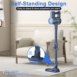 PRETTYCARELIFE Cordless Vacuum Cleaner, Lightweight Stick Vacuum Cleaner, 6 in 1, Self-Standing with Powerful Suction, 180° Bendable Wand Rechargeable Cordless Vacuum for Hardwood Floor (Blue) PRETTYCARELIFE