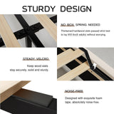 LUXOAK Queen Platform Bed Frame with Wingback Headboard, Velvet Upholstered Bed Frame with Handmade Button Tufted & Nailhead, Wooden Slats Support, Cream LUXOAK