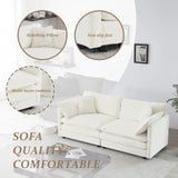SoarFlash Chenille Sectional Sofa, Comfy Modular Loveseat Sofa, Modern 2-Seat Couch Deep Seat Sofa Set for Living Room,White SoarFlash