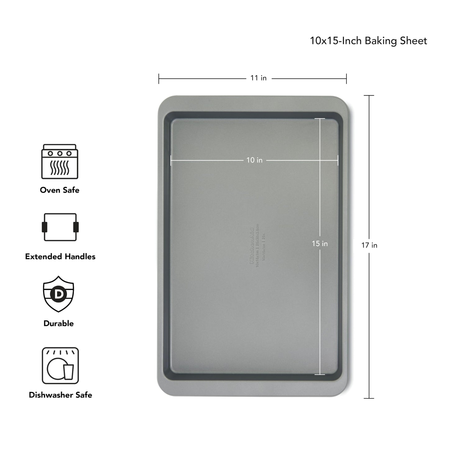 KitchenAid Premium Aluminized Steel Baking Sheet, Nonstick, 10x15 Inch, Contour Silver