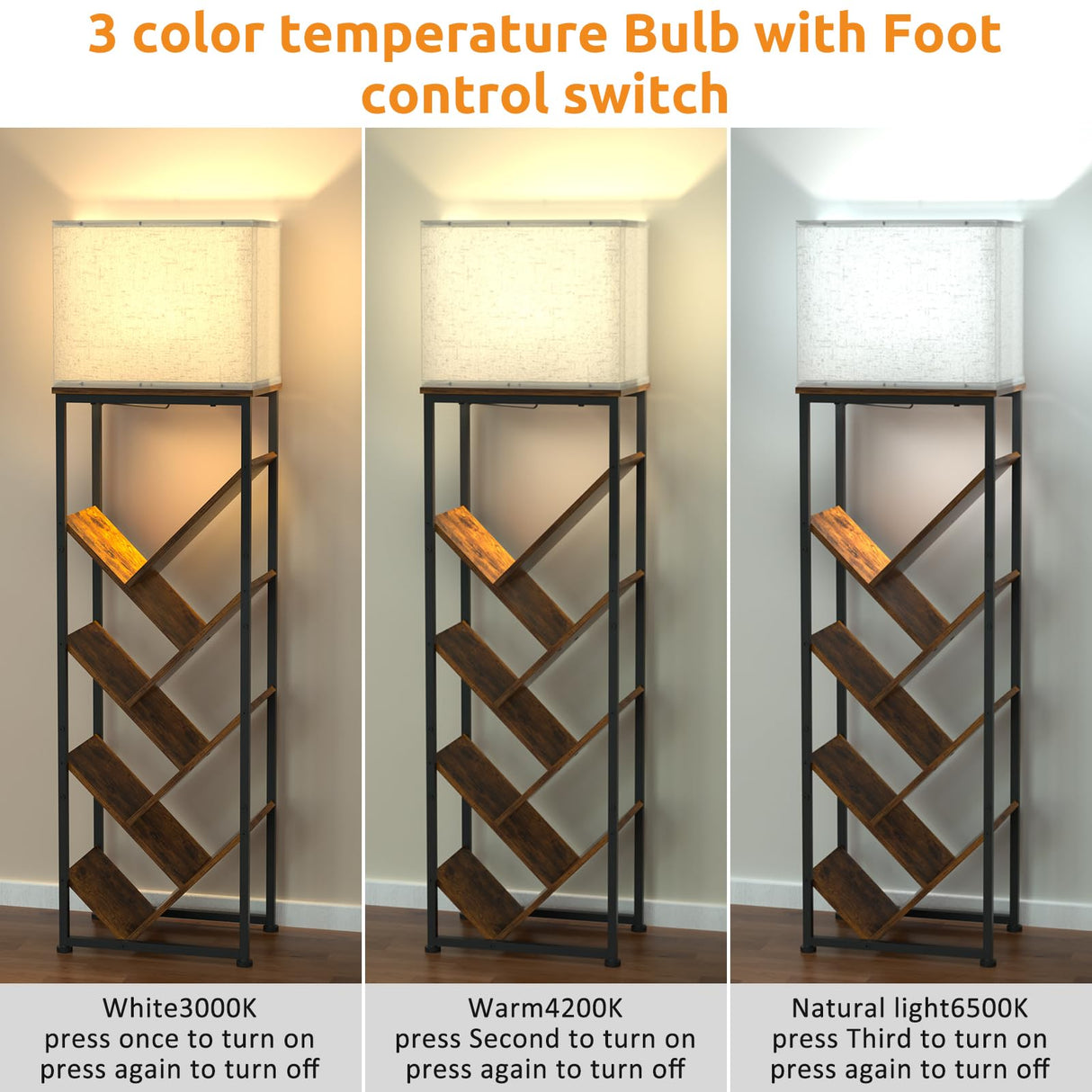 Cutogxon Tree Bookshelf with Light - 8 Tier Floor Standing Tree Bookshelf for Hardcover Books Three Types of Light Cutogxon