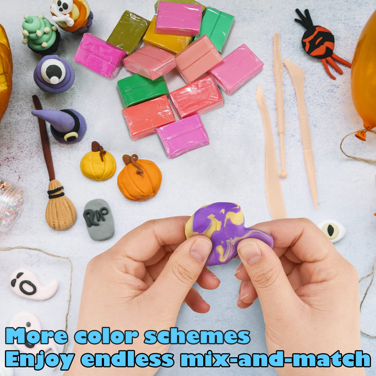 Tomorotec 100PCS Polymer Clay Value Pack 82 Colors in Bulk Small Blocks Starter Kit with Tools, Individually Wrapped Oven Modeling Clay, Molding DIY Clay, Baking Clay for Sculpting for Kids Beginner Tomorotec