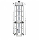 Corner Glass Cabinet – Lighted Curio Display Case with Adjustable Shelves, Mirrored Back & LED Light, Corner Storage Cabinet for Living Room, Antique Collection, Wine or Bar Glassware (Antique White) Chilassic