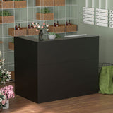 FAMAPY Modern Reception Counter, Large Storage Shelves and Drawers, Retail Counter Front Desk for Reception Room Black FAMAPY
