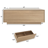 chartustriable 43” Square Coffee Table with Storage, 43" D x 43" W x 17" H Modern Large Square Center Table with 2 Drawers, Wood Coffee Table for Living Room, Light Brown,Bedroom,Light Brown chartustriable