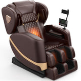FURNIMAT 2025 Massage Chair Full Body, Zero Gravity Massage Chair with 10 Fix Rollers, Heating, Foot Massage, Auto Modes, Bluetooth Speaker, Touch Screen Controller (Brown Premium) FURNIMAT