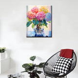 Tucocoo Hydrangea in Glass Vase Window Landscape Paint by Bumbers for Adults Beautiful Flower DIY Paint by Numbers Acrylic Paint Canvas Colorful Flowers Painting Kits Art 16x20 Inch（Without Frame） Tucocoo