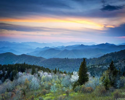 DIY Digital Acrylic Painting Set Scenic Blue Ridge Park Way Appalachians Smoky Mountains Spring Paint by Numbers on Canvas Without Frame for Adult Beginner Children Art Craft Wall Decor 16x20in