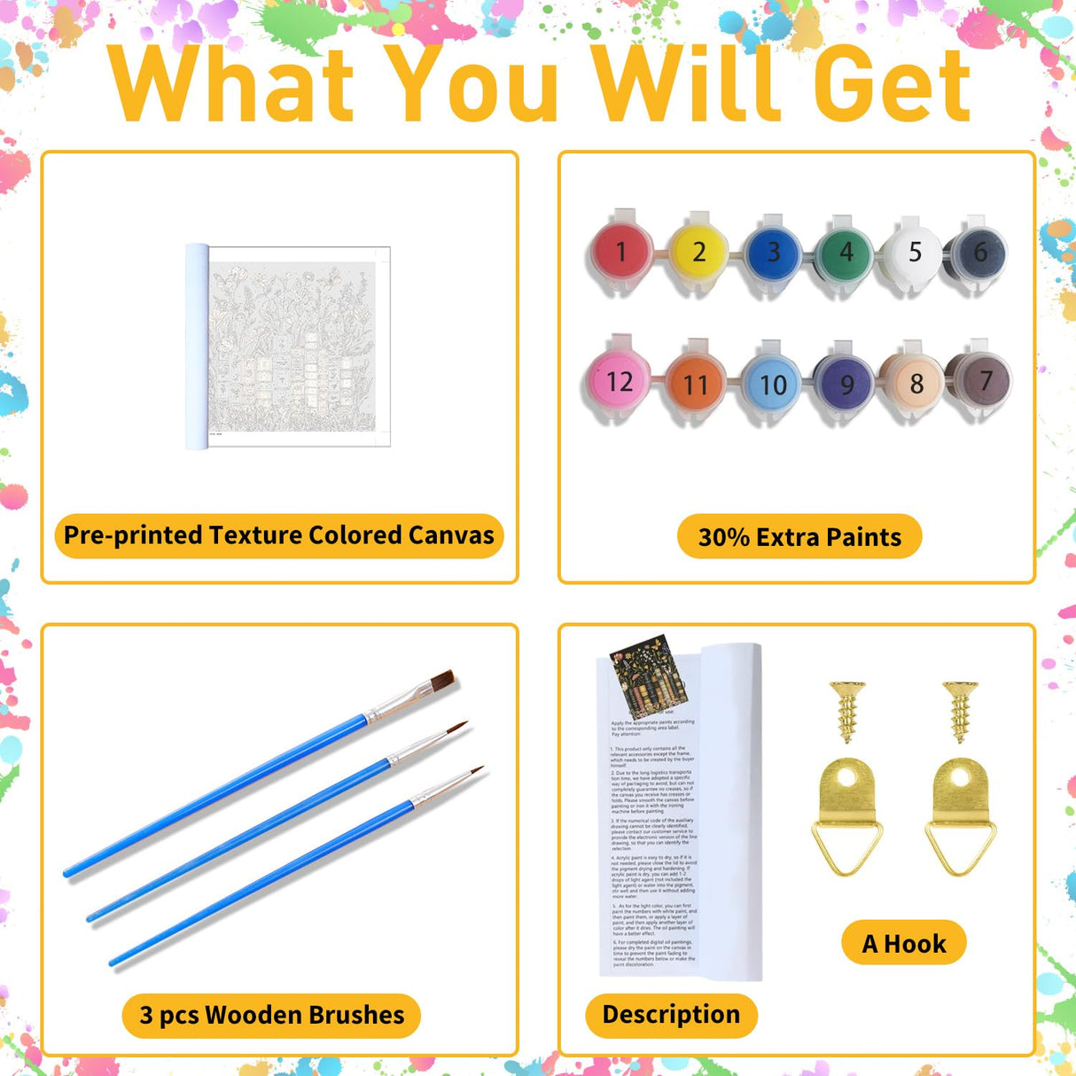 Paint by Numbers for Adult, Book Paint by Numbers Kit for Adults Beginners, DIY Book Acrylic Painting on Canvas for Home Wall Art Decor 16x16 Inch Mandun