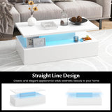 Giantex Modern LED Coffee Table - 2-Tier High Gloss Table w/Adjustable 20-Color Light, 8-Level Brightness & Speed, Remote Control, Contemporary 43.5”L Rectangular Center Table for Living Room (White) Giantex