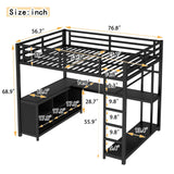 Bellemave Full Size loft Bed with L Desk, Wardrobe, Metal Full Loft Bed Frame for Adults, Kids, Teens, Black Bellemave
