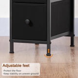 LOAKEKEL Narrow End Tables Living Room Set of 2 with Charging Station, Skinny Side Table with Fabric Drawers, Slim LED Nightstand for Bedroom, Small Spaces, Couch, Black, HETNDP03LBK LOAKEKEL