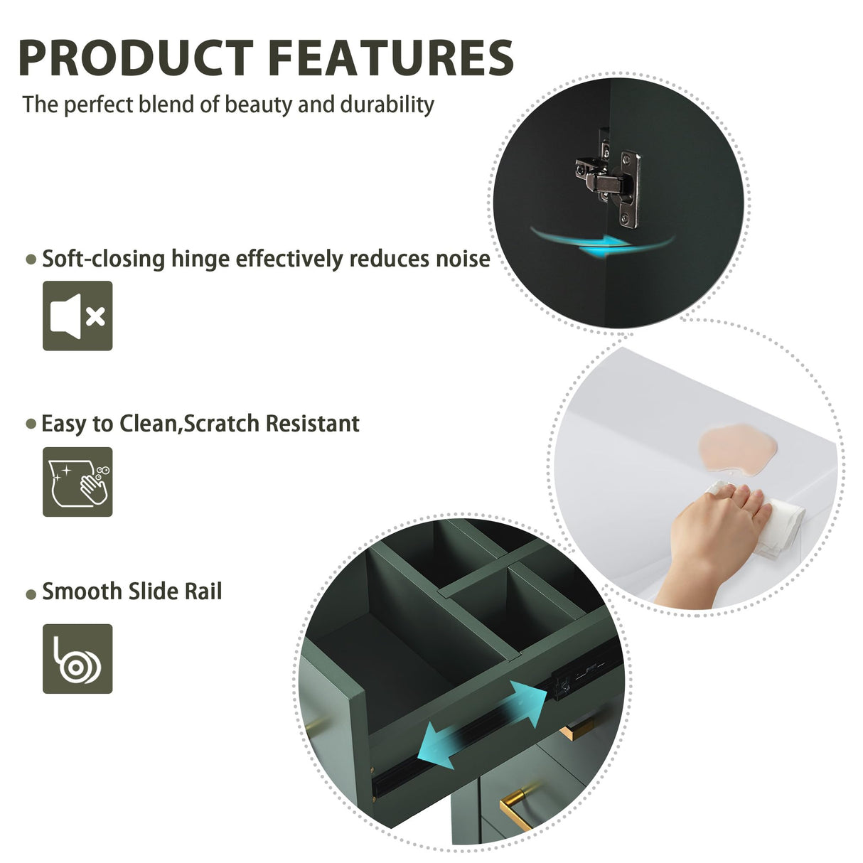 Merax 60" Bathroom Double Vanity with Sink Combo,Freestanding Solid Wood Bathroom Storage Cabinet,Single Sink Bathroom Vanity Set Combo,Green Merax