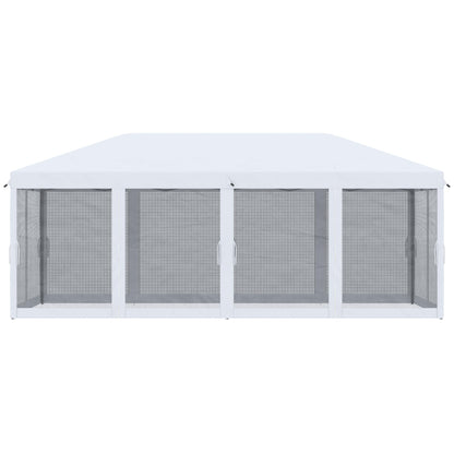 Outsunny 10' x 20' Pop Up Canopy Tent with Netting, Heavy Duty Large Party Tent, Instant Sun Shelter with Carry Bag for Backyard Garden Patio, Cream White