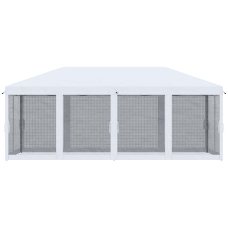 Outsunny 10' x 20' Pop Up Canopy Tent with Netting, Heavy Duty Large Party Tent, Instant Sun Shelter with Carry Bag for Backyard Garden Patio, Cream White Outsunny