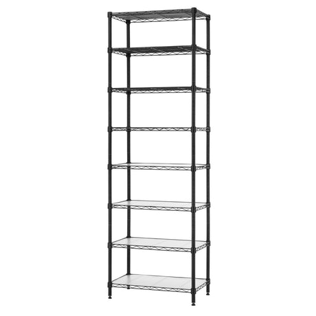Finnhomy 8-Tier Wire Shelving Unit Adjustable Steel Wire Rack Shelving 8 Shelves Steel Storage Rack or Two 4-Tier Shelving Units with PE mat, Leveling Feet and Safety Device, NSF Certified, Black Finnhomy