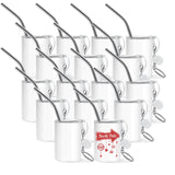 YOUKE OLA 16 Pack Sublimation Shot Glasses Tumblers Blanks Stainless Steel Double Wall Mini Tumbler with Keychain Cute Shot Glasses Set Bulk for Sublimation Oven Printing, White 3oz YOUKE OLA