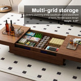 gaoyangjiaju Mid-Century Expandable Coffee Table with Storage – 47.2"-81.9" Adjustable Center Table for Living Room, Walnut Wood Finish gaoyangjiaju