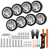 Luggage Wheels Replacement Set 8PCS 2inch TPU Rubber Wheel Convenient Upgrade Sets Smooth Silent for Suitcase Spinner Trolley Bag Drawbar Travel Box Caster Repair ASUNTOM