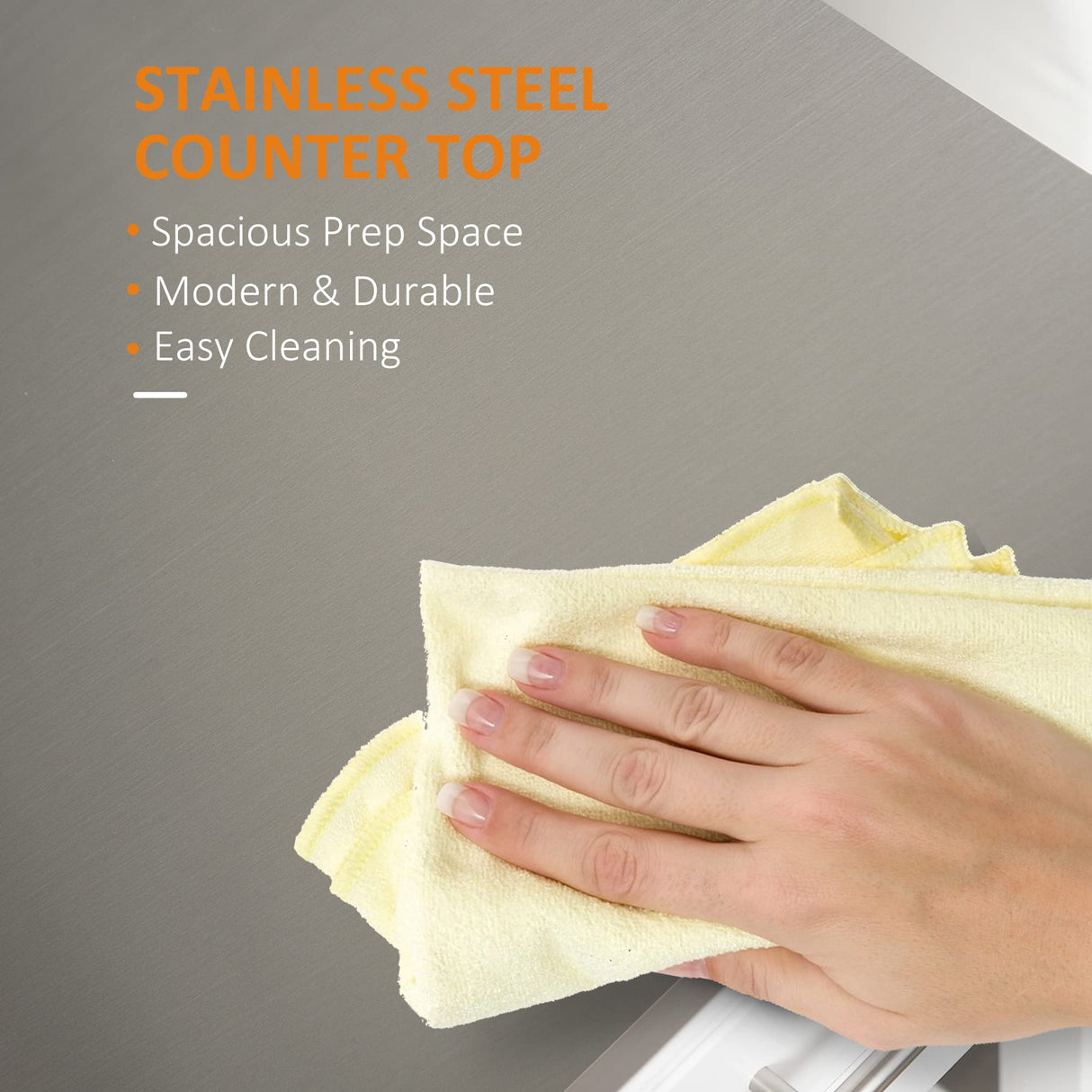 HOMCOM Kitchen Island with Stainless Steel Top, Traditional Kitchen Island with Storage, 2-Tier Open Shelves, Drawers, White HOMCOM