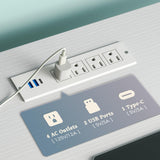 Huuger Dresser for Bedroom With Power Outlets and LED Lights, 7 Drawers TV Stand for 60 Inch TV, Console With Open Shelf, 55 Inches Wide White, PU Leather Huuger