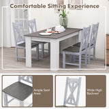 Giantex Retro Wooden Dining Chairs Set of 2, Farmhouse Kitchen Chairs w/Rubber Wood Frame, Elegant Hollowed Backrest, Armless Dining Room Chairs, Rustic Side Chairs for Restaurant, Living Room, Grey Giantex