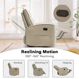 HAOMARKETS Swivel Rocker Recliner Chair, Manual Faux Leather Glider Rocking Recliners for Adults, 360° Swivel Nursery Reclining Sofa with Storage Pocket HAOMARKETS