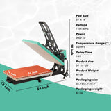 16x24 Heat Press Machine, Slide-Out Semi-Automatic T Shirt Press Machine, 110V Clamshell Heat Press, Sublimation Heat Transfer Printer for T-Shirts, Ceramics,Bags, Cushion CTOSPOATO