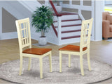 East West Furniture Nicoli Dining Room Stylish Back Wood Seat Chairs, Set of 2, Buttermilk & Cherry East West Furniture