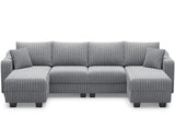Belffin U Shaped Couch with Reversible Chaises Sectional Couches for Living Room Sectional Couch with Ottomans Corduroy (Light Grey, U Shaped) Belffin