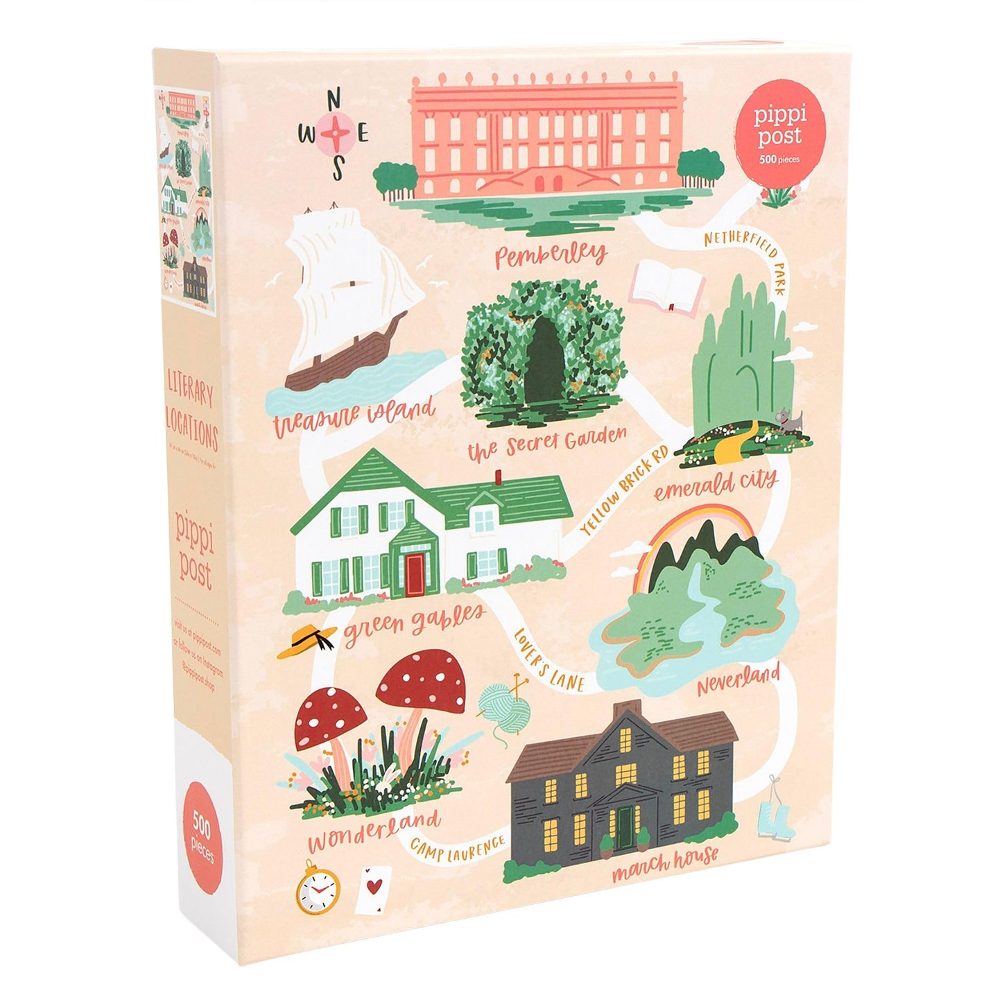 Pippi Post Literary Locations Jigsaw Puzzles for Book Lovers and Puzzle Lovers, Unique Themed Book Puzzles for Adults, Fun Gifts for Puzzle Lovers, Jigsaw Puzzles for Adults 500 Pieces