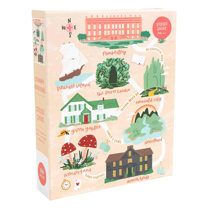 Pippi Post Literary Locations Jigsaw Puzzles for Book Lovers and Puzzle Lovers, Unique Themed Book Puzzles for Adults, Fun Gifts for Puzzle Lovers, Jigsaw Puzzles for Adults 500 Pieces