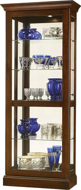 Howard Miller Dylan II Curio Cabinet, Wood Finishing with Halogen Lights Adjustable Height Desks for Collectibles, Lockable Door Decorative Items, Office & Living Room Portable Curio Cabinets Howard Miller