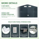 MistMo 6X8X6.4FT Outdoor Steel Storage Shed with Lockable Doors, One Clear Window,Ideal for Garden, Backyard, Patio Storage Mistmo