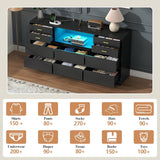 Loomie 10 Drawer Black Dresser with Charging Station & Led Lights for Bedroom, Long 58" Triple Wide Dresser TV Stand for TVs up to 65", Wide Chest of Drawer, Large Dressers Organizer with Open Cubby Loomie