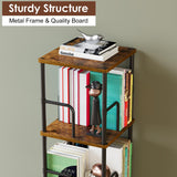 Rotating Book Shelf, 4 Tier Small Narrow Corner Bookshelf Bookcase For Small Spaces, Floor Standing Little Square Bookshelves Bookcases For Bedroom/Living Room, Sturdy, 120 Books Capacity,Retro Rustic Cidaziya