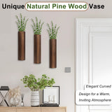 Fttoyoly 3 Pack Wood Wall Planter with Artificial Eucalyptus, Modern Wall Decor for Living Room Bedroom Bathroom Entryway, Farmhouse Boho Wall Vases for Dried Flowers and Faux Plants Fttoyoly