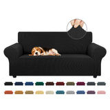 KEKUOU Stretch Loveseat Sofa Cover Slipcover,Couch Covers for 2 Cushion Couch Sofa (55"-79") Furniture Protector Sofa with Elastic Bottom for Kids,Dog. Jacquard Small Checked (Medium,Black) KEKUOU