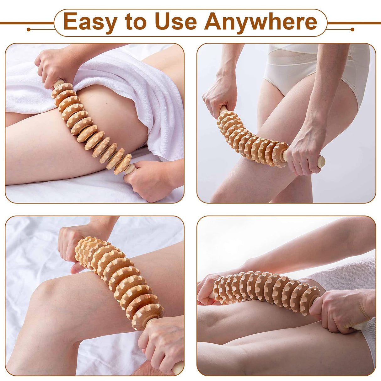 HAQQI 12 in 1 Wood Therapy Massage Tools kit for Body Shaping Massage Tool Set, Wooden Massager Body Sculpting Sets for Muscle Pain Relief, Anti-Cellulite HAQQI