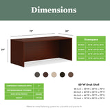 HON MOD Executive Desk 72-Inch Large Computer Desk Shell, Thick Wooden Laminate, Modern Table with Cord Management, 72" W x 30" D x 29" H, Traditional Mahogany HON