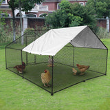 Large Metal Chicken Coop with Run, Walkin Poultry Cage for Outdoor and Yard Farm Use, Waterproof Cover, Duck Rabbit Cat House Chicken Run Pen (13.1'L x 9.8'W x 6.6'H) FNRKUF