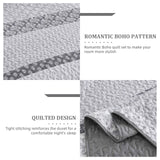 Cottolester Boho Quilt Set King Size Gray Farmhouse Quilt Bedding Set Striped Lightweight Summer Bedspread Coverlet Bedding Set 104"x90" (3 Pieces) Cottolester