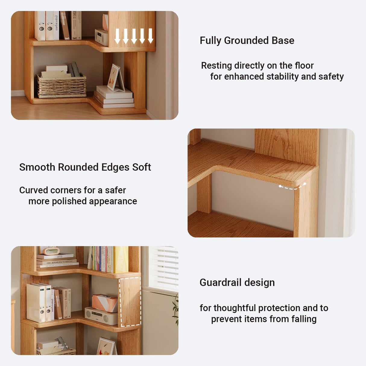 4-Tiers Corner Bookshelf with Storage, Modern Geometric Bookcase, L-Shaped Book case estantes,Wooden Storage Shelves,for Home Office, Living Room, Bedroom (4-Tier) WoodArtSupply