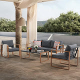 JOIVI Aluminum Patio Furniture Set, 4 Piece Outdoor Conversation Set Patio Conversation Sectional Chat Couch Sofa U-Shaped Modern Seating Set with Upgrade Cushion and Tempered Glass Coffee Table, Gray JOIVI