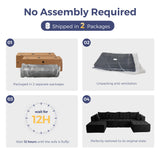 MAXYOYO Modular Sectional Sofa Couch, U Shaped Modern Cloud Couch with 2 Ottomans, Sofa in A Box, Tufted 6-Seat Boneless Sleeper Chair for Living Room, No Assembly Required, Black MAXYOYO