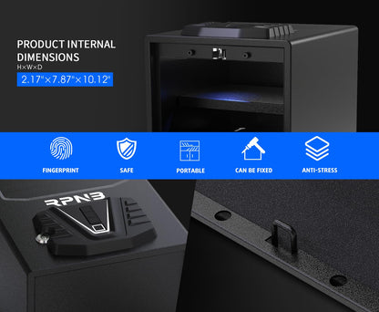 RPNB Gun Security Safe, Quick-Access Firearm Safety Device with Biometric Fingerprint & Digital Key Pad