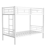 Bellemave Bunk Bed Twin Over Twin, Twin Bunk Beds with High Guardrail and Build in Ladder, Kids Bunk Beds with Slats, No Box Spring Needed, White Bellemave
