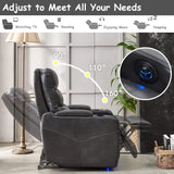 Electric Power Recliner Chair with LED Lights, Home Theater Seating with Swivel Tray Table, Faux Leather Recline Single Sofa Chair for Living Room with Hidden Arm Storage, Cup Holders, Grey, 1 Piece Comfort Stretch